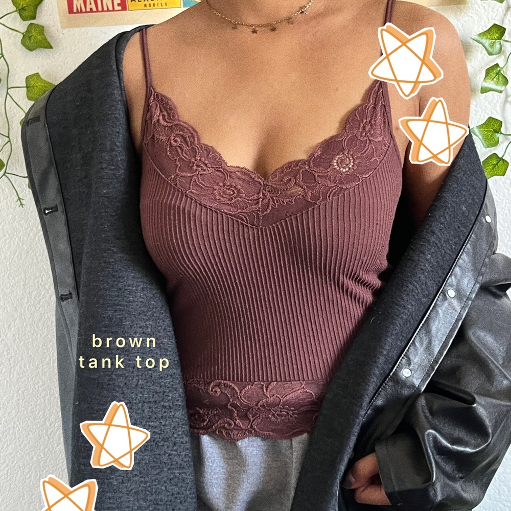 brownish reddish lace tank top !
